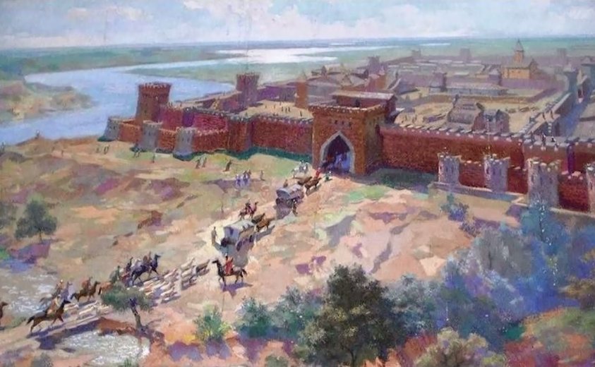 Изображенная на картине крепость была выстроена. Хазарская город-крепость Саркел. Саркел крепость Хазарского каганата. Крепость Саркел белая Вежа. Саркел столица Хазарского каганата.